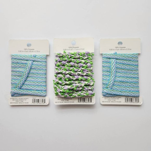 3 Packs Celebrate It Ribbon Trim 3 Yards Each Blue/Green Spring Easter Colors - Picture 5 of 7